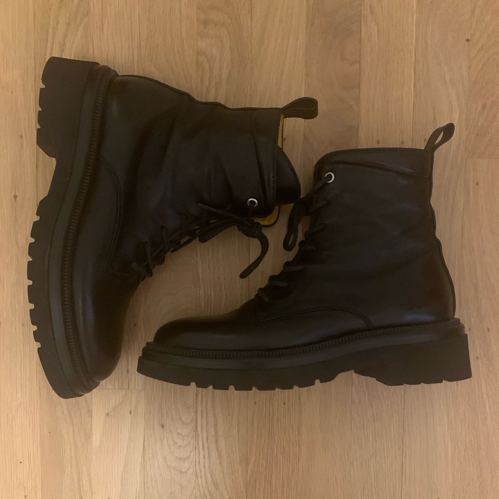 Mara Bini Leather Combat Boots